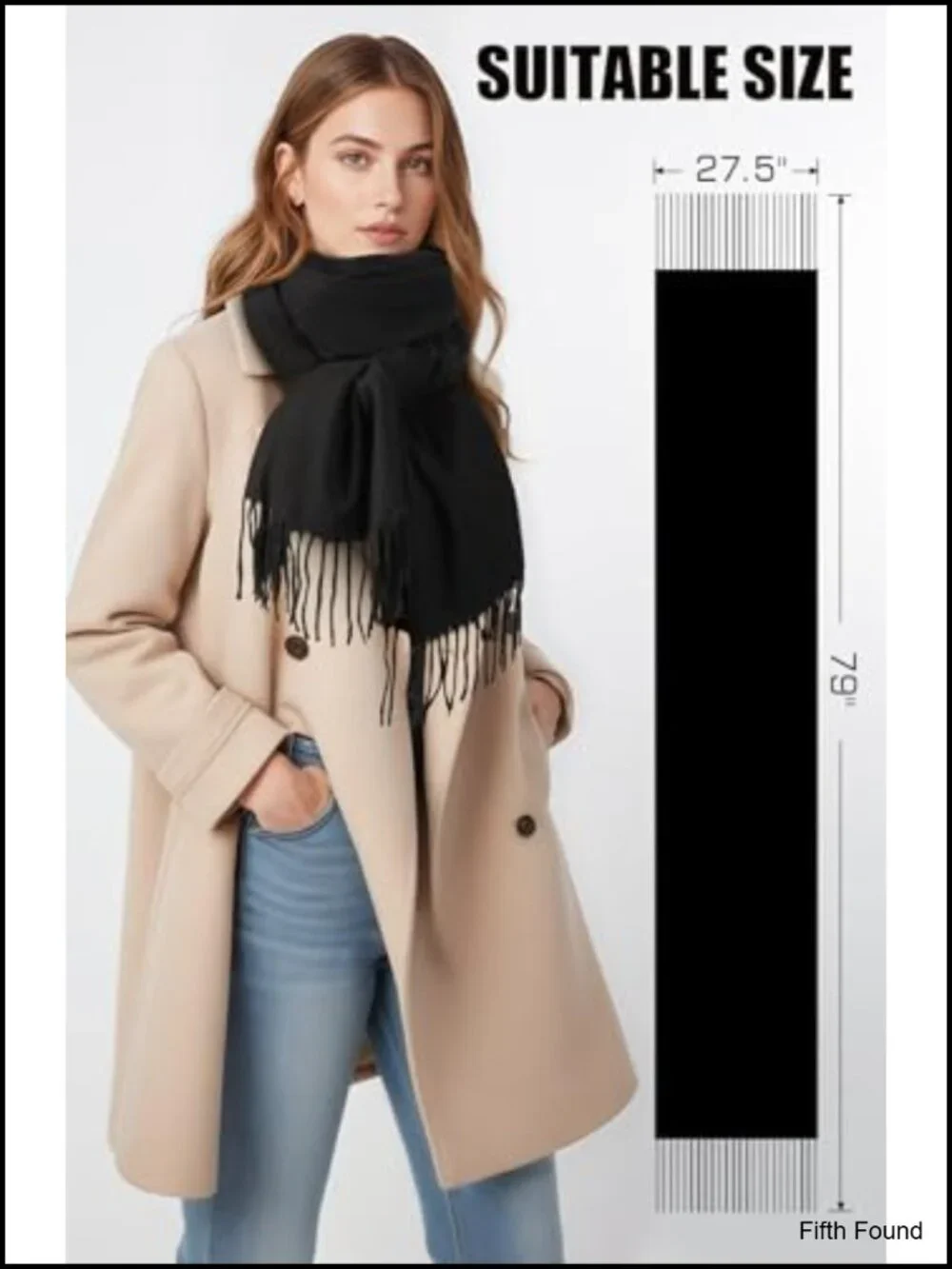 Winter Scarf Acrylic Pashmina Shawl Wrap Tassel for Women